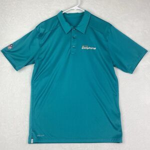 Nike Dri Fit NFL Miami Dolphins Polo Shirt Small Green Turquiose Short Sleeve